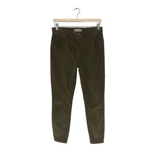Free People Corduroy Pants Women's Size 27 Olive Green Brown High‎  Rise Stretch